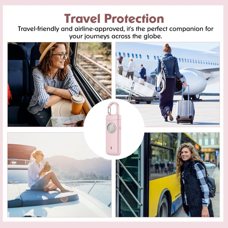 ANKOSHUN Rechargeable Personal Alarm for Women - Birthday Gifts for Women, Daughter, College Student, Teen Girl, Elders, Kids, Siren Alarm, USB Charging, Dark Pink - Image 4